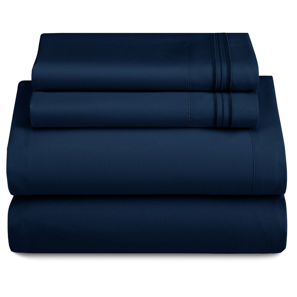 Bed Sheets Set 4-Piece Microfiber 1800 Series Deep Pocket Fitted Sheet Flat Sheet Pillowcases Soft Breathable Wrinkle Fade Resistant Twin Full Queen King Cal King 20 Colors