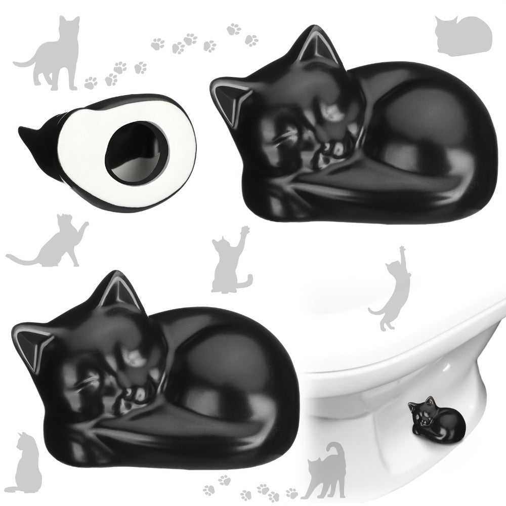 Black Cat Ceramic Toilet Bolt Caps 2-Pack - Decorative Cat Toilet Bolt Screw Cover Caps, Cute Bathroom Decor for Cat Lovers, Fun Themed Bathroom Accessories & Replacement Parts
