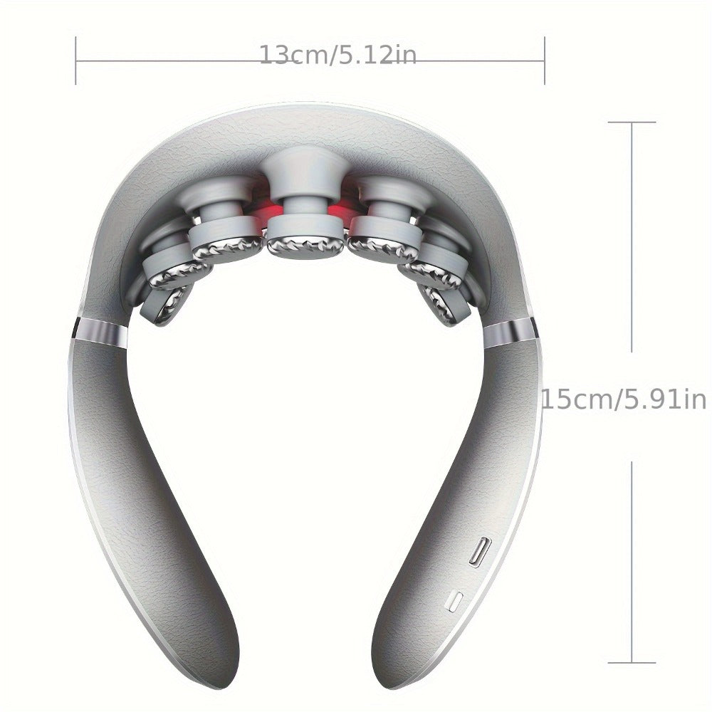 Neck Massager with Heat Cordless Electric Kneading | Wearable Hands-Free Portable Neck Shoulder Massager USB Rechargeable | Deep Acupressure Muscle Relaxer for Office Car Travel | Gift for Women Men