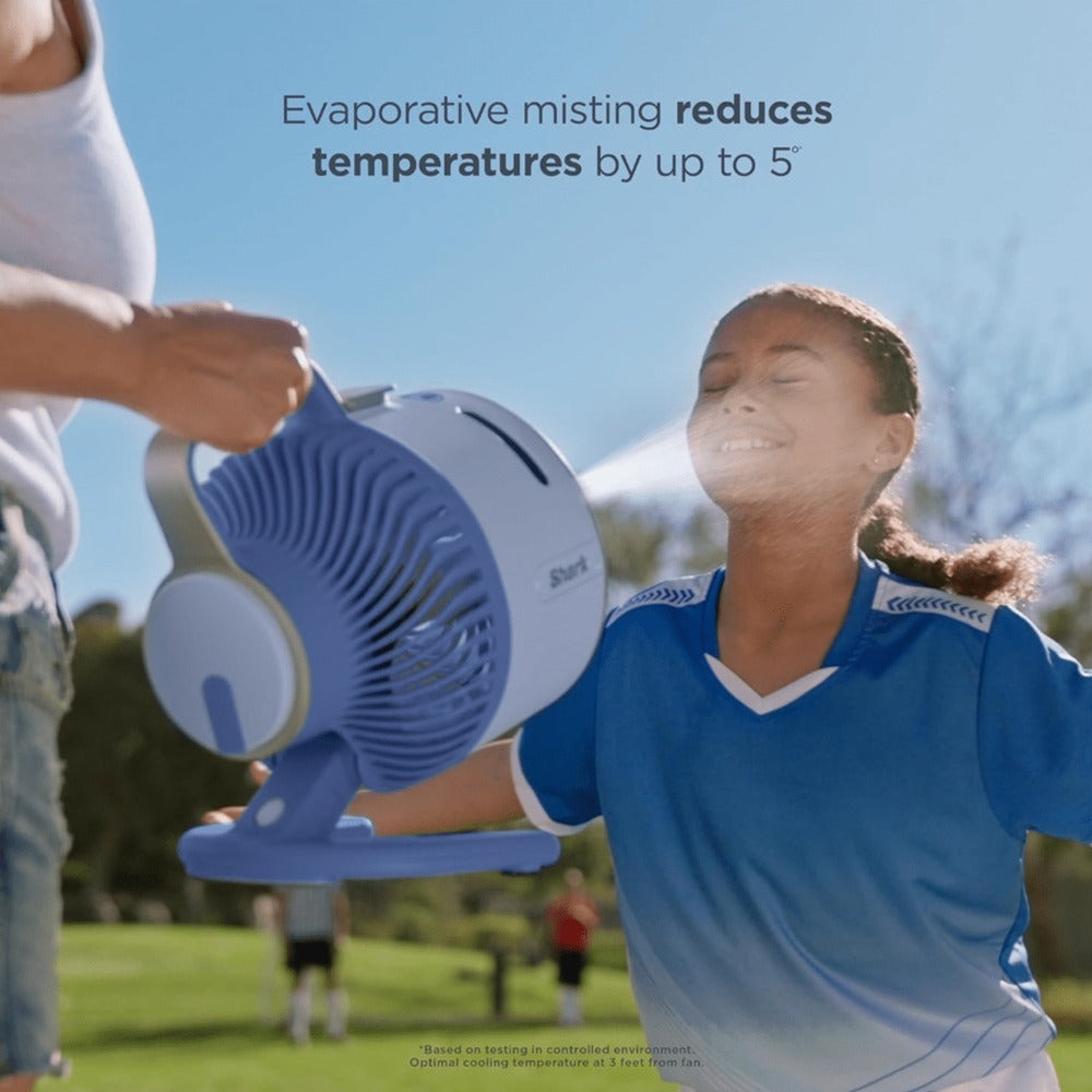 Shark FlexBreeze HydroGo Pro Portable Misting Fan - Indoor Outdoor Evaporative Mist, 5 Speeds + BreezeBoost, Corded & Cordless, 29Hr Battery, 70ft Coverage, Oscillating, Sky Color - Refurbished