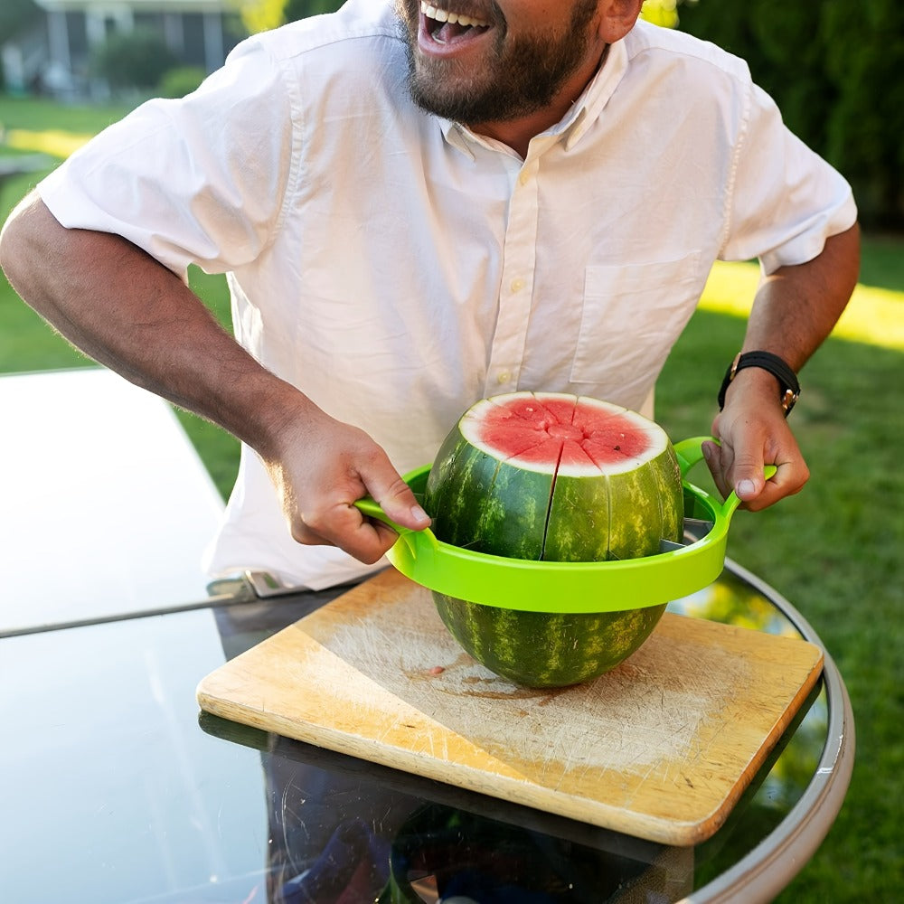 Stainless Steel Watermelon Cutter Slicer - One-Motion Core & Slice Tool, Reusable Fruit Separator for Kitchen