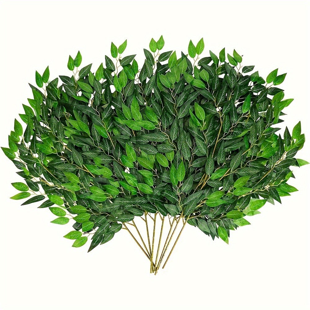 Artificial Italian Ruscus Greenery Stems 27.6¡± ¨C Faux Green Leaf Spray for Wedding Arch, Bouquet Filler, Table Centerpiece & Home Decor | Realistic Thick Foliage | 16, 24 or 32 Stems