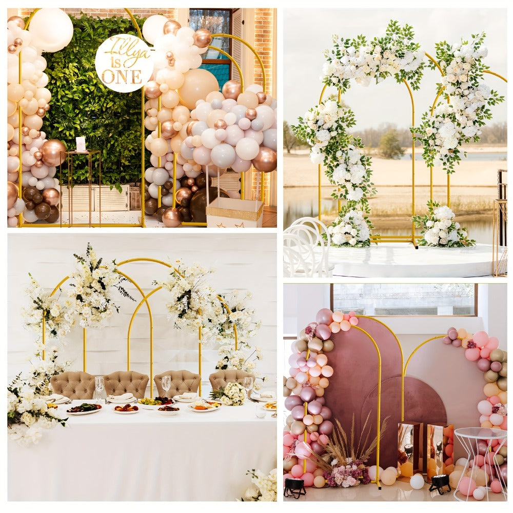 Metal Arch Backdrop Stand Set of 3 (7.2ft/6.6ft/6ft) + 7 Balloon Clips - Wedding Arch Frame for Birthday Party, Graduation, Ceremony, Thanksgiving & Halloween Decoration