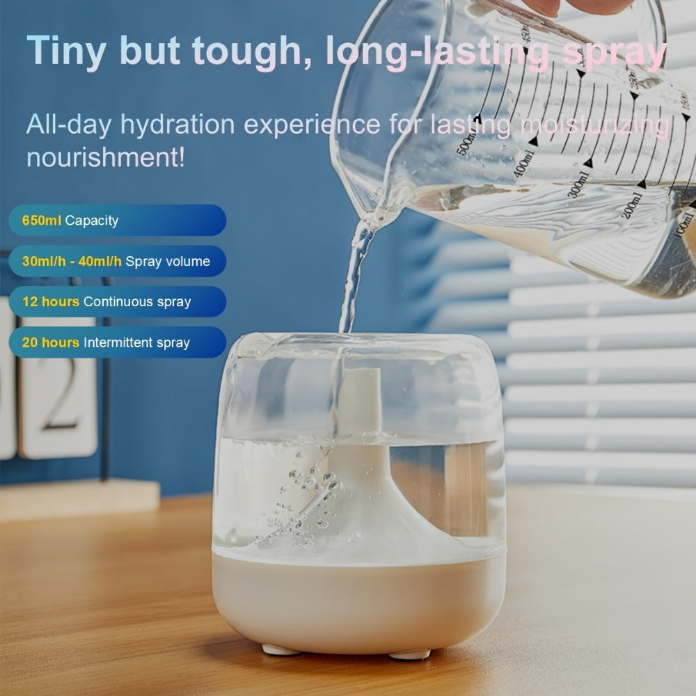 Cool Mist Humidifier with 7-Color Night Light & Transparent Tank | USB Quiet Humidifier 24H Runtime, 2-Speed Mist, Top-Fill Design for Bedroom, Office & Small Spaces | White & Green