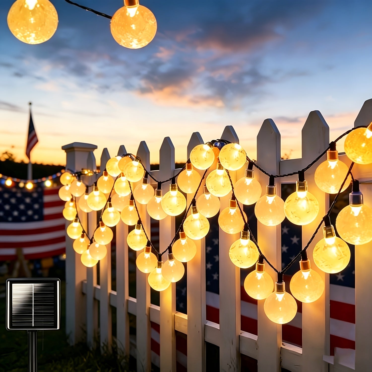 Crystal Ball String Lights 100 LED 39ft, Solar Bubble Ball Fairy Lights with 8 Lighting Modes ¡ª Outdoor Waterproof Decor for Christmas, Halloween, July 4th & Patio | Multi-Color Options