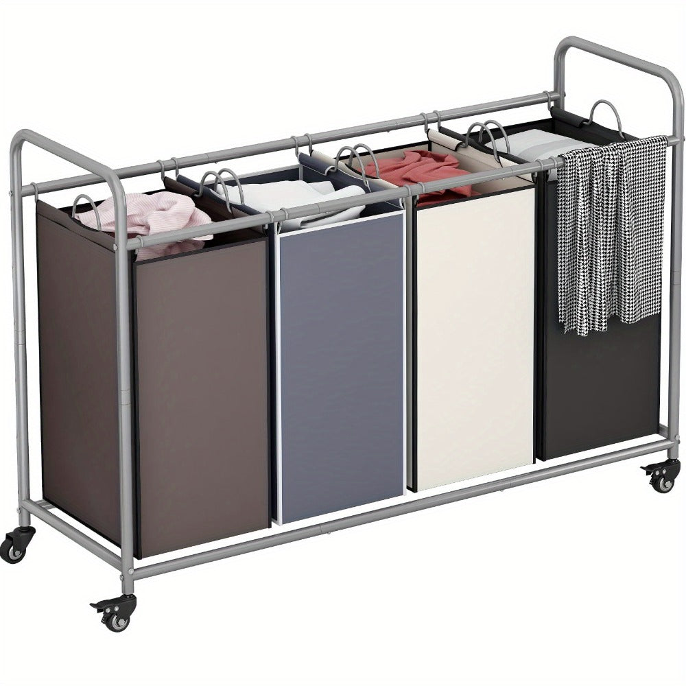 Laundry Hamper Cart with 4-Bag Sorter, Heavy-Duty Rolling Lockable Wheels & Removable Bags ¡ª Laundry Basket Organizer for Bedroom, Bathroom & Laundry Room | Beige, Gray, Black, Assorted
