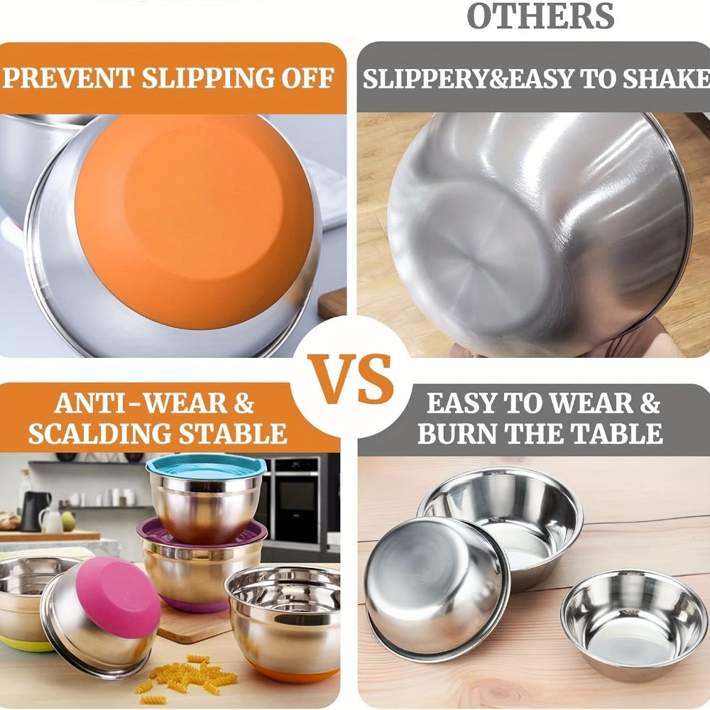 Mixing Bowls Set with Airtight Lids ¨C 26pcs Stainless Steel Bowl Set with 3 Grater Attachments, Non-Slip Bottoms, Sizes 1¨C7QT ¨C Kitchen Bowls for Mixing, Serving, Baking & Meal Prep