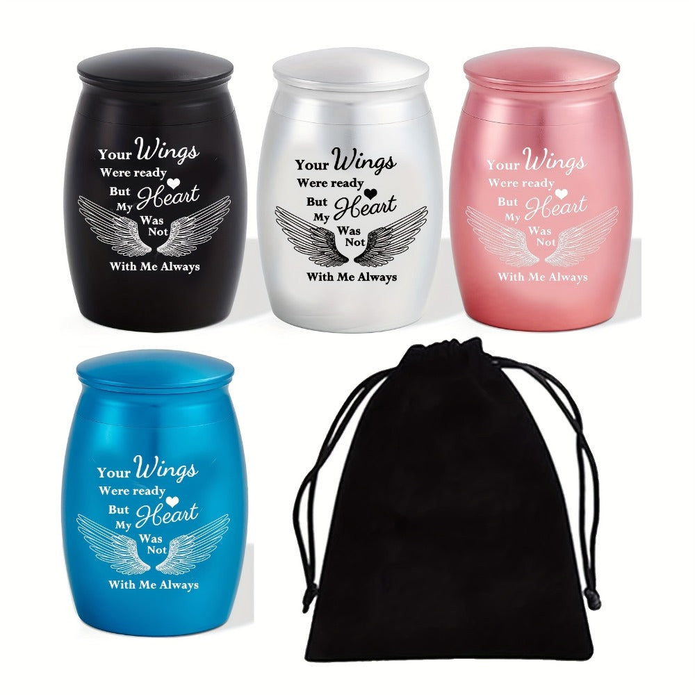 Mini Keepsake Urns for Human Ashes 4pcs ¨C Small Metal Memorial Urn Set for Pet Ashes 1.57 Inch 4 Colors Remembrance Gift