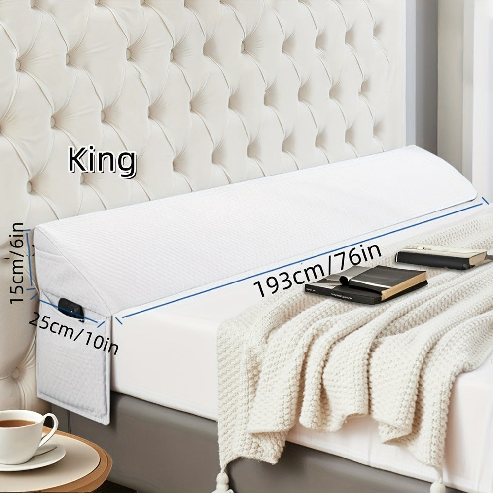 Bed Wedge Pillow Bed Gap Filler - Memory Foam Mattress Wedge Headboard Pillow for Sleeping, Backrest & Post-Surgery Support