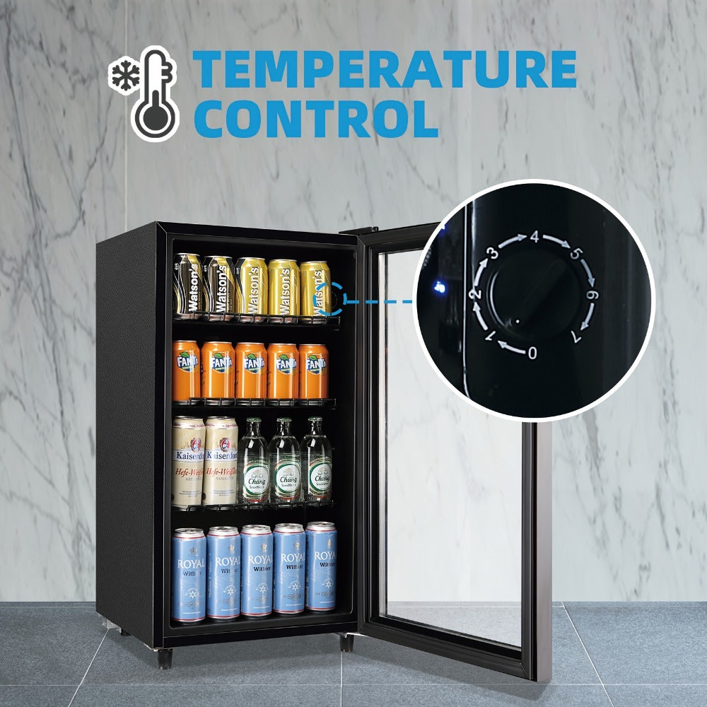 Beverage Refrigerator with Glass Door ¨C Mini Fridge 2.0/3.5/4.0 Cu Ft, LED Lights, Adjustable Shelves, R600a Cooling for Beer, Wine & Drinks, Home, Office & Bar