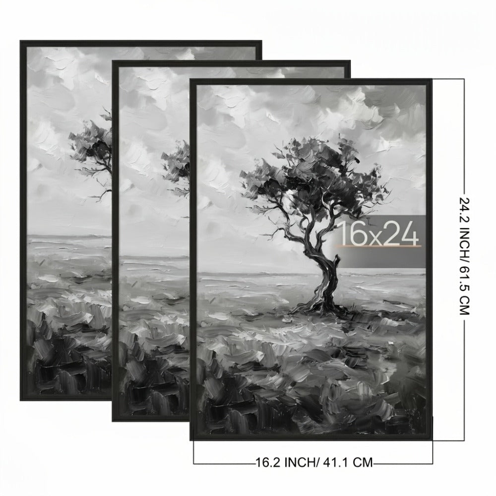 16x24 Picture Frame Set of 3, Poster Frames 16 x 24 Inch with Scratch-Proof Cover, Slide-In Assembly, Horizontal & Vertical Wall Mount Display - Black, Gold, Natural