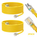 Extension Cord 2 Pack 15ft Heavy Duty Outdoor Indoor SJTW 16/3 Full Copper Wire LED Power Indicator 13A 125V 1625W Grounded 3 Prong