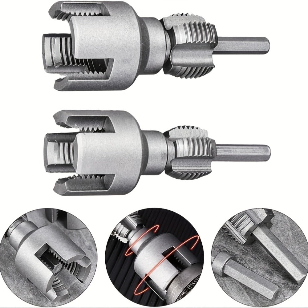 Pipe Thread Cutting Tool ¨C High-Speed Steel Electric Drill Compatible PVC & Steel Pipe Threader, Inside & Outside Threading for 1/2¡± & 3/4¡± Pipes, Professional Plumbing & DIY Kit