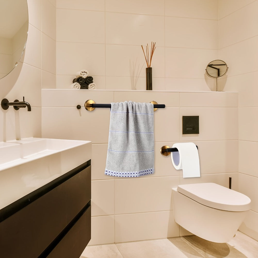 10-Piece Bathroom Hardware Set SUS304 Stainless Steel Wall Mounted Towel Bar Toilet Paper Holder Robe Hooks Gold Black