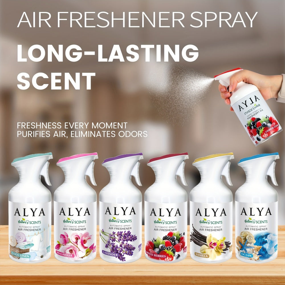 Aromatherapy Air Freshener Spray 8.45oz ¨C 6 Scents: Lavender, Magnolia, Mixed Berries, Ocean, Cool Linen & Vanilla, Multi-Purpose Odor-Fighting Room Spray for Car, Home, Office, Bathroom & Closet (1 or 3 Pack)