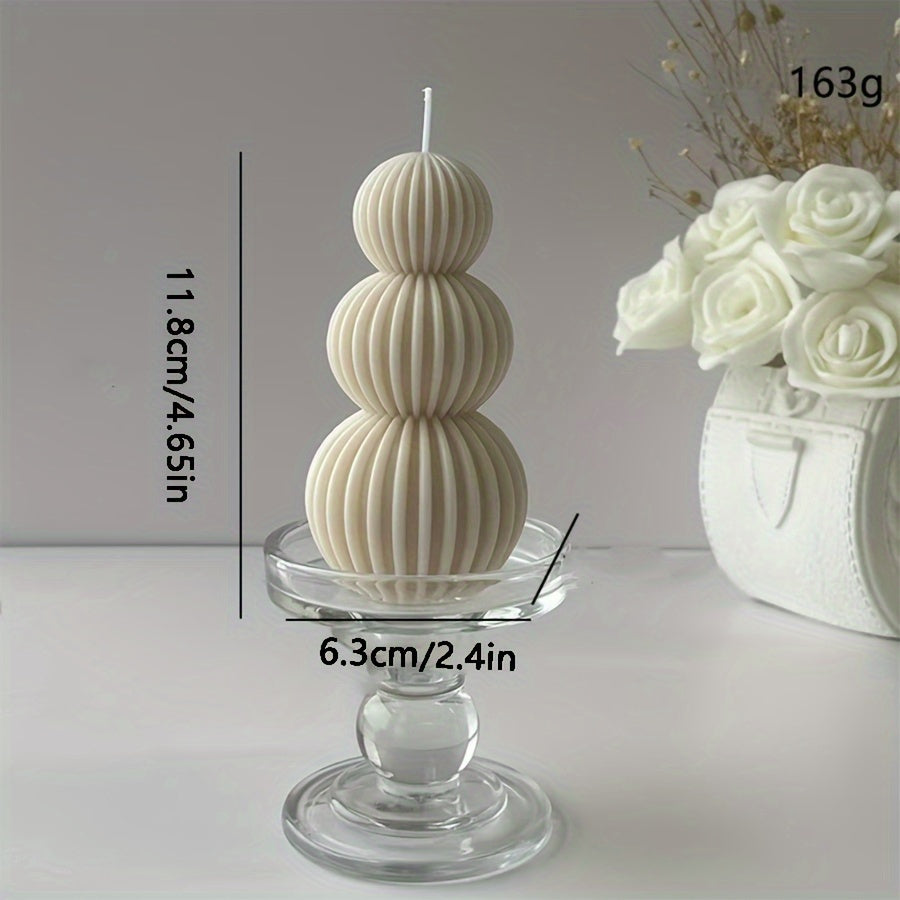 Scented Candle Wave Sphere Ball - Sandalwood & French Vanilla Fragrance, Geometric Home Decor Candle for Valentine's Day, Christmas & Special Occasions