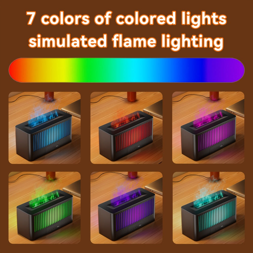 Flame Humidifier with 7-Color Simulated Fire Effect | USB Aromatherapy Essential Oil Diffuser & Cool Mist Humidifier for Living Room, Bedroom & Office | Atmosphere Decor Gift | Black & White