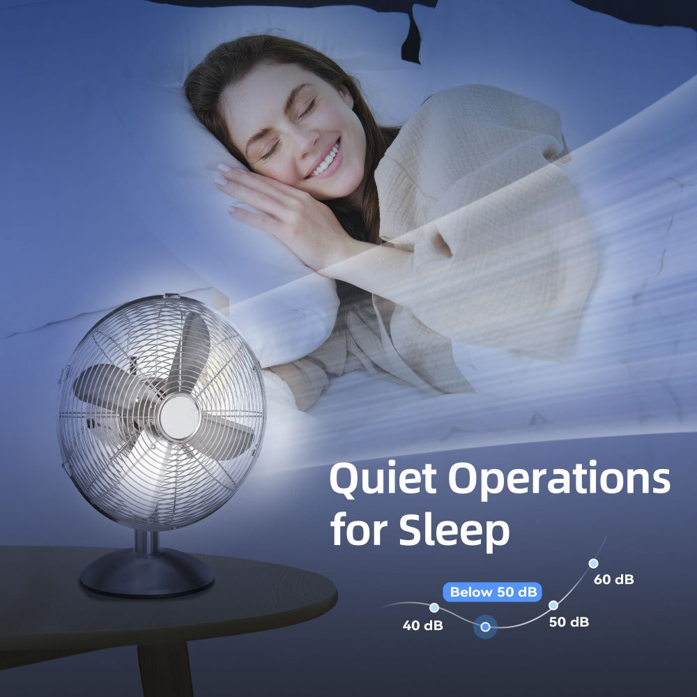 Oscillating Table Fan 12 Inch Quiet 3-Speed Adjustable Tilt with Safety Grill for Home Office Bedroom Dorm Desktop Personal Cooling Fan