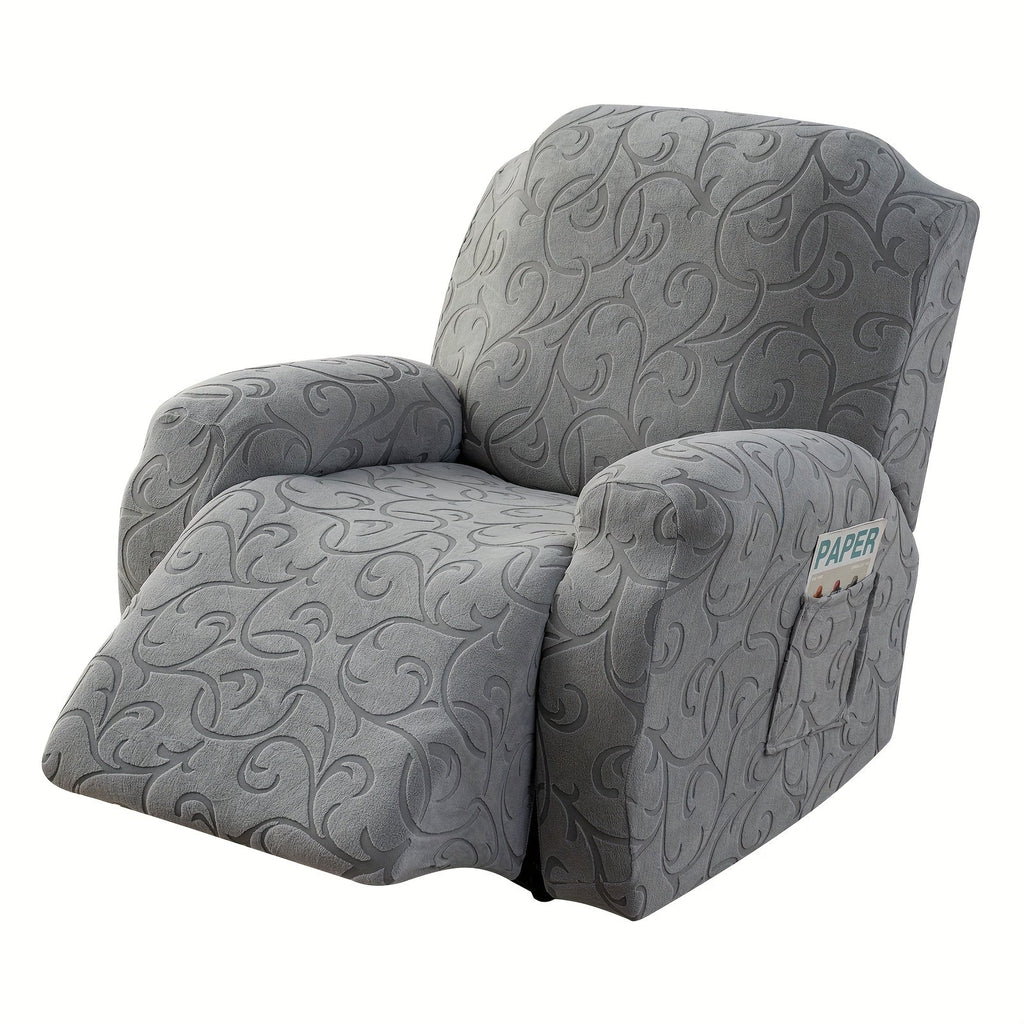 Recliner Chair Cover High Elasticity Stretch Swirl Pattern Slipcover Dust Scratch Resistant Washable Pet Friendly Fits Single Seater Sofa Massage Chair Living Room Furniture Protector