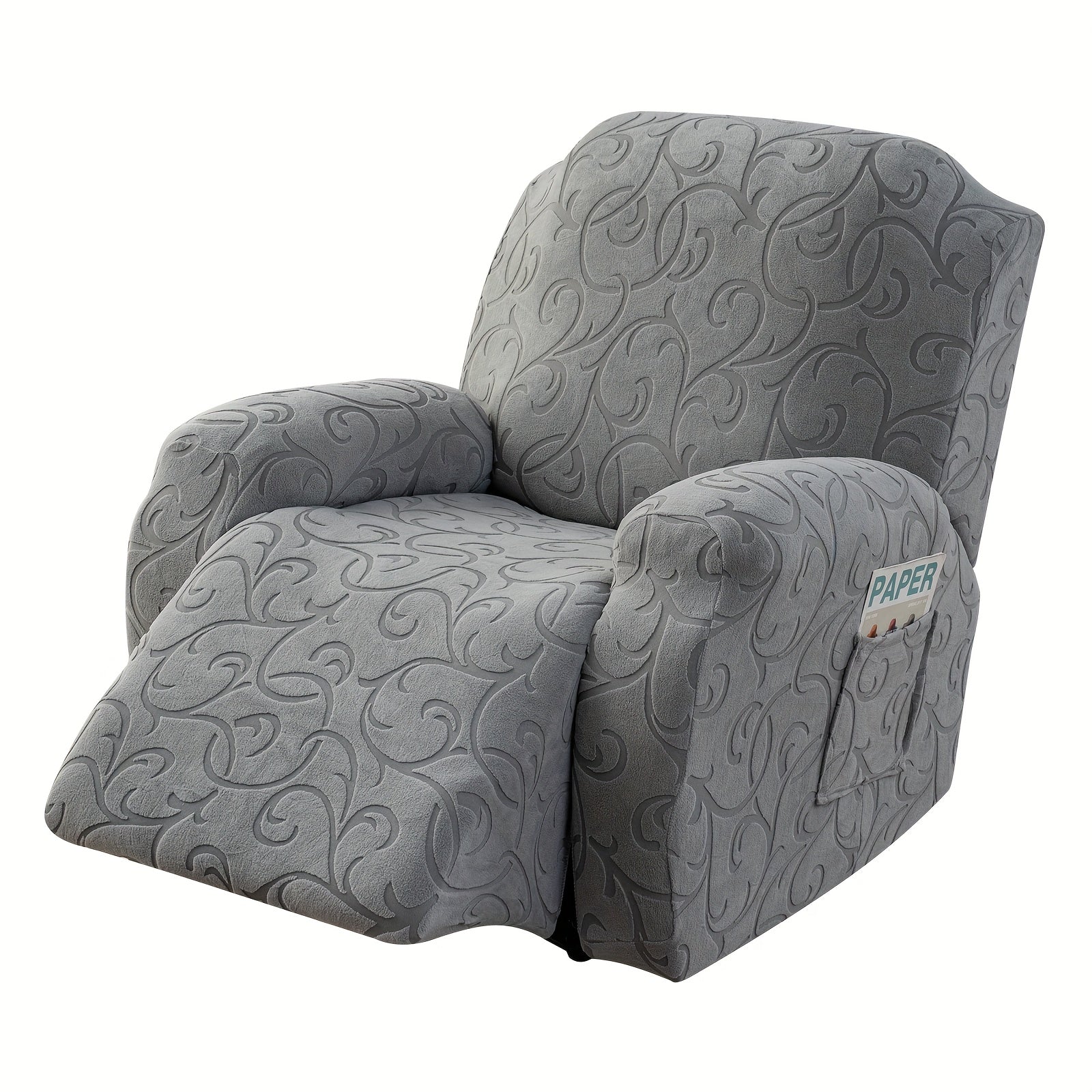 Recliner Chair Cover High Elasticity Stretch Swirl Pattern Slipcover Dust Scratch Resistant Washable Pet Friendly Fits Single Seater Sofa Massage Chair Living Room Furniture Protector