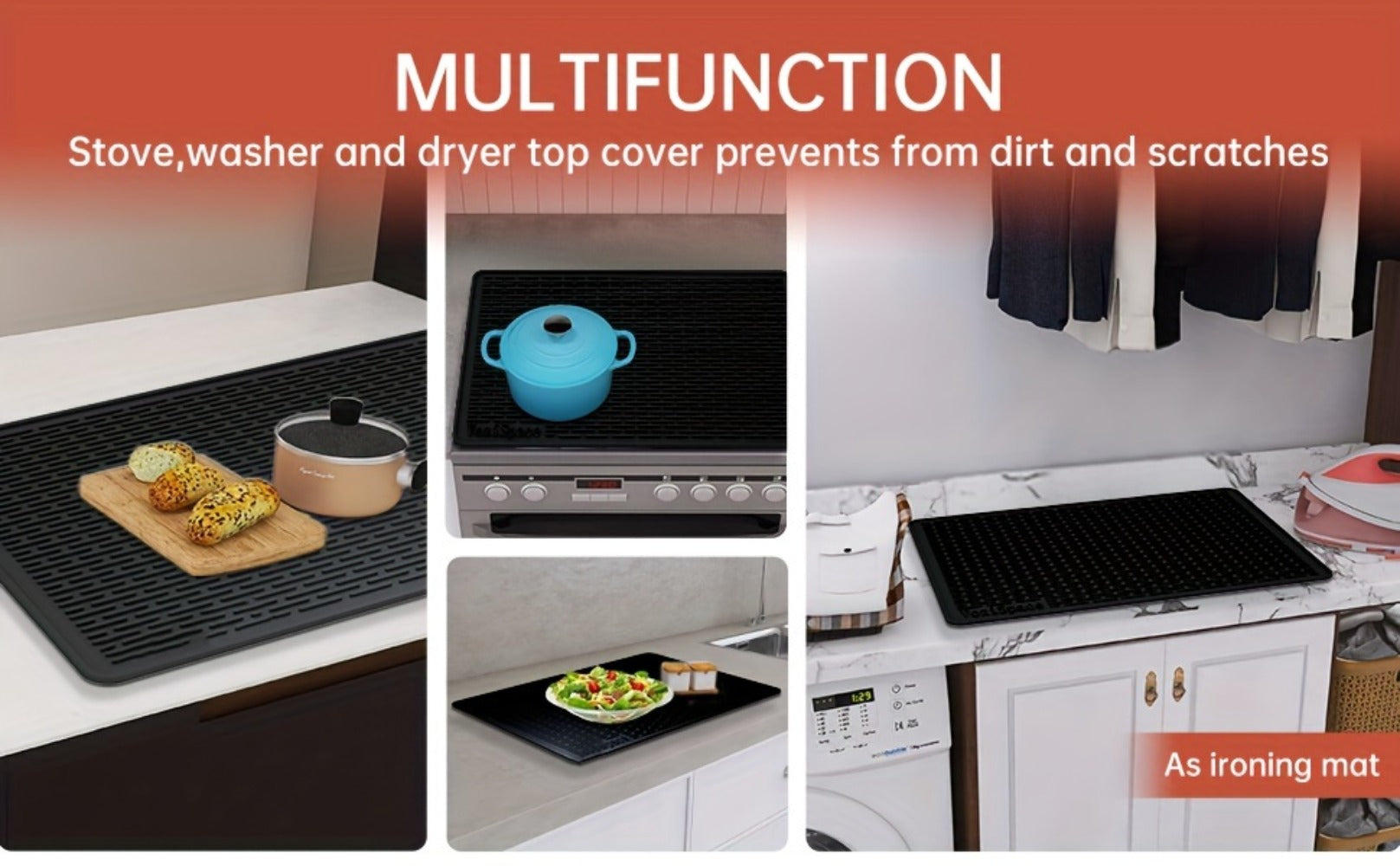 Silicone Stove Top Cover Mat 28¡±x20¡± - Heat Resistant Electric Stove Protector for Ceramic Glass Cooktop, Non-Slip Scratch Guard, Dishwasher Safe, Extra Large RV Range Cover, Multipurpose Kitchen Mat