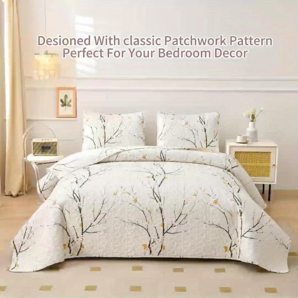 Reversible Floral Comforter Quilt Set ¨C Soft Microfiber Botanical Bedding, Twin Full Queen King, All Seasons ¨C White, Blue, Pink & More