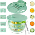 Salad Spinner Large 3-in-1 with 5-Blade Slicer & Egg Yolk Strainer ¨C 5.3 Qt Vegetable Washing Bowl & Lettuce Spinner for Efficient Salad Prep ¨C BPA-Free Kitchen Tool for Fruits, Greens & Meal Prep