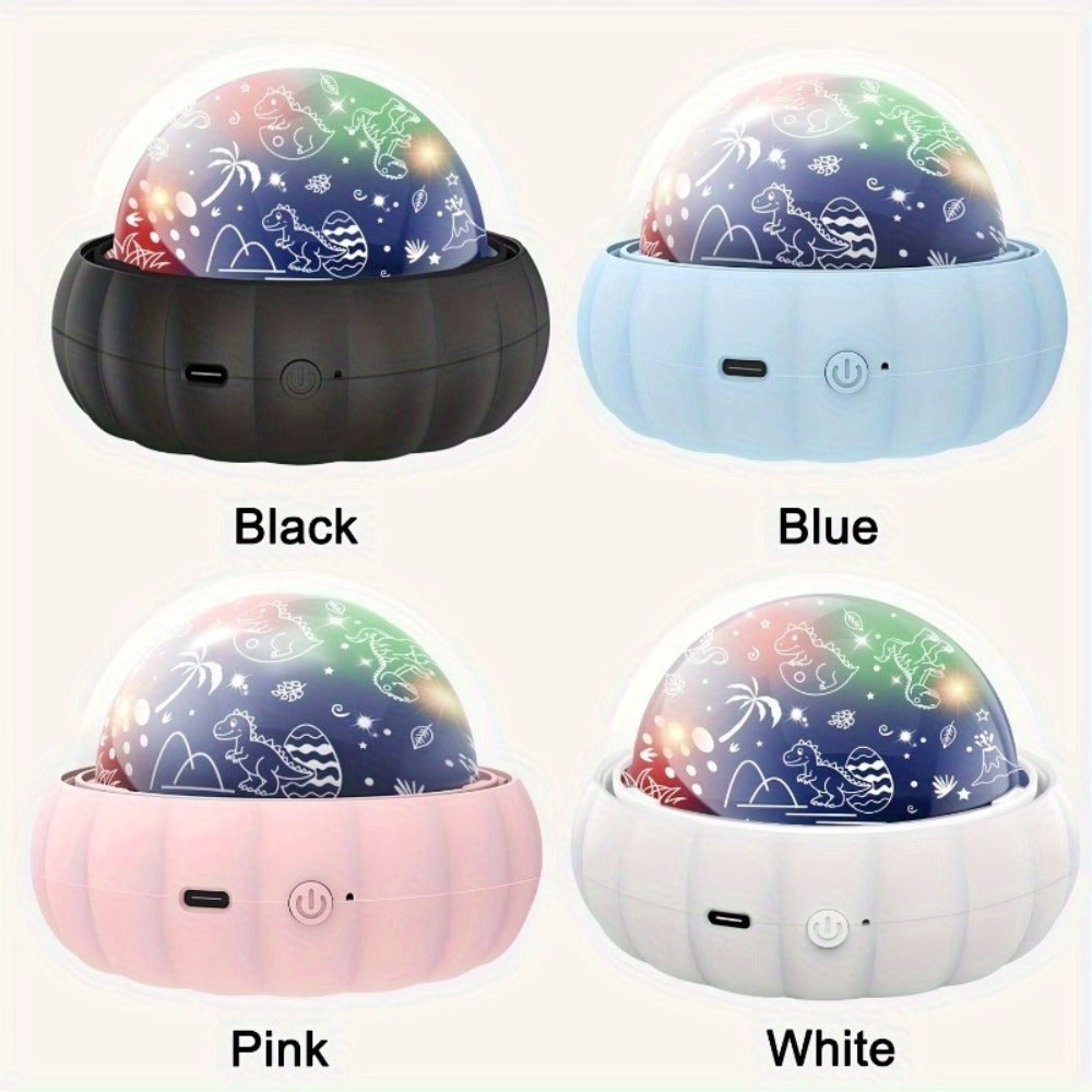 360¡ã Rotating Projector Night Light ¨C 4-Color LED Auto-Rotating Starry Sky Atmosphere Lamp with Unicorn & Dinosaur Projections, USB Powered for Party, Home Decor, Kids Room & Holiday Gifts