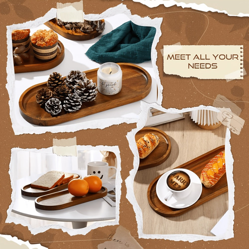 Wood Serving Tray Set ¨C Oval Wooden Charcuterie Boards & Serving Platters for Cheese, Snacks, Bread, Fruit & Appetizers ¨C Party, Buffet, Barbecue & Kitchen Decor