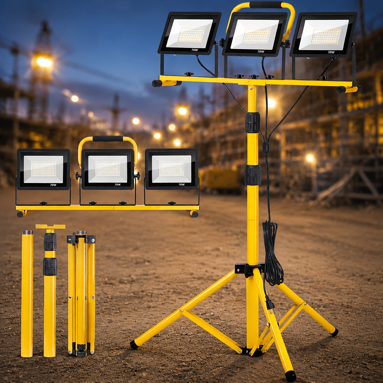 LED Work Light with Tripod Stand 21600 Lumen IP66 Waterproof ¨C 216 x 1W High Brightness LED, 360¡ã Rotation, 16.5 Ft Power Cord for Outdoor Workshop Garage Construction Site Commercial Lighting
