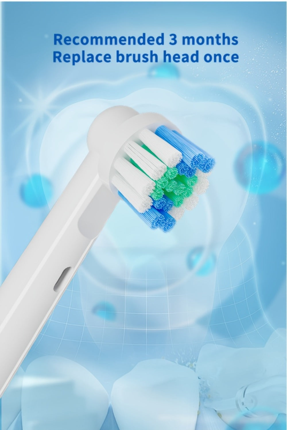 Electric Toothbrush Rechargeable 4 Brush Heads 3 Cleaning Modes Smart Timer IPX7 Waterproof USB Quick Charge 600mAh Round Head Adult Electric Toothbrush Blue