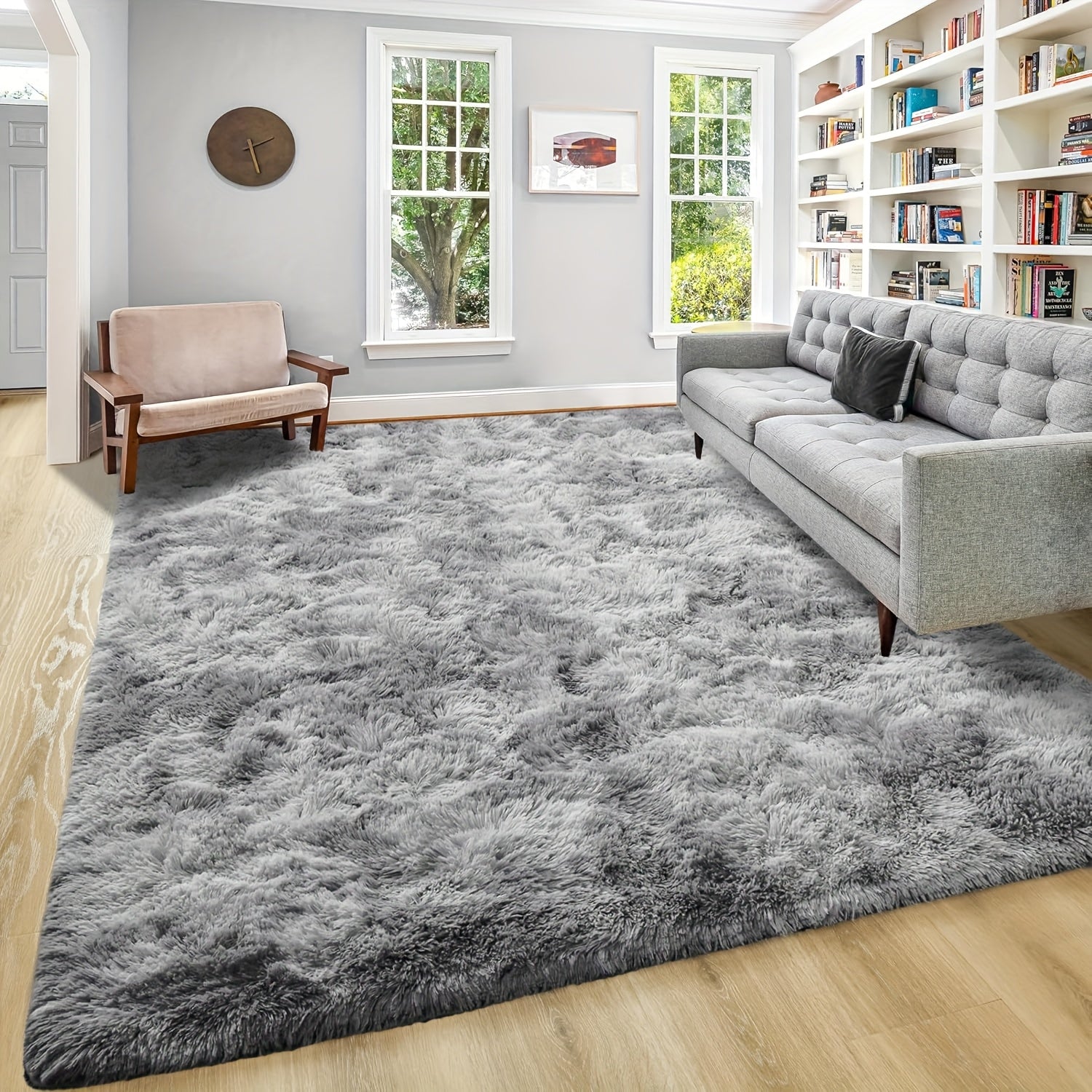 Shaggy Plush Area Rug - Soft Fluffy Carpet for Living Room, Bedroom & Sofa | Non-Slip Machine Washable Tie-Dye & Solid Color Long Pile Rug | Luxury Home Decor Floor Mat in Multiple Sizes & Colors