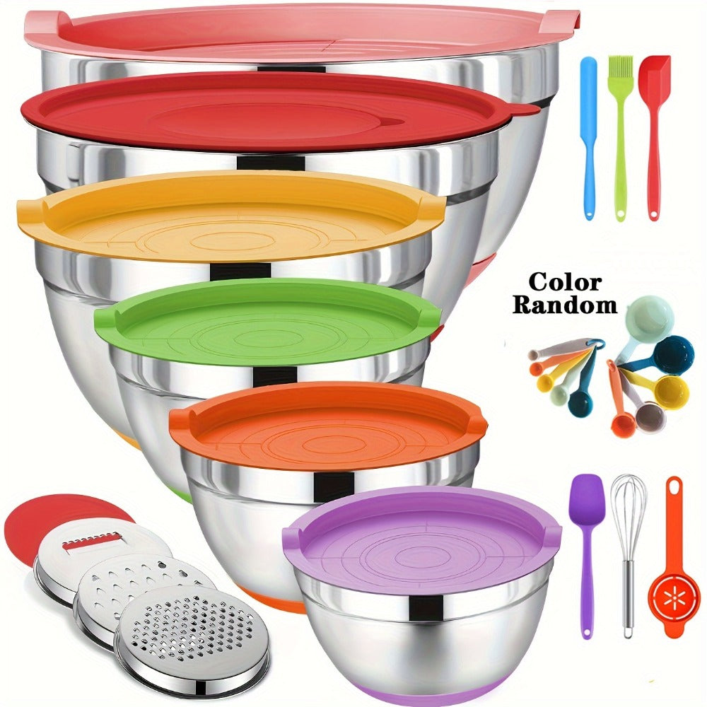 Stainless Steel Mixing Bowls Set for Cooking Baking Food Prep Fruits Noodles Kitchen Bowls Home Essentials 3 Colors