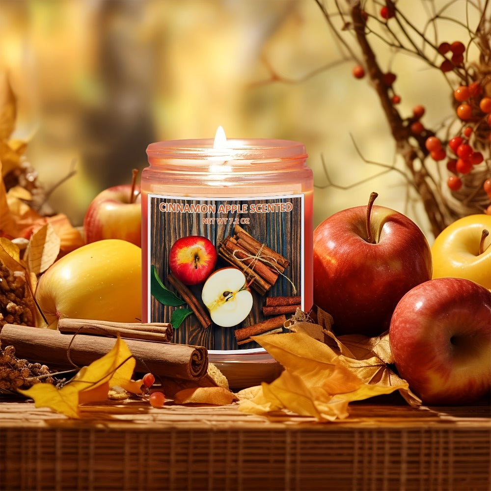 Scented Candle Soy Wax ¨C Pumpkin & Apple Cinnamon Fall Autumn Jar Candle, 7.2oz 50+ Hour Burn, Cozy Home Fragrance Gift for Women & Men, Friends, Family & Coworkers, Christmas & Valentine's Day