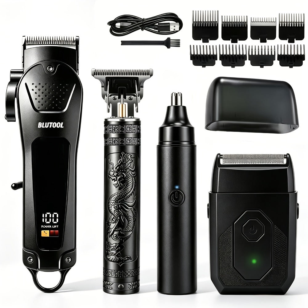 USB Precision Hair Clipper Set for Men ¨C Wireless Electric Clippers & Nose Trimmer Shaver, 2/4pcs Professional Cordless Grooming Kit for Personal Use, Hairdressing & Barber Gift