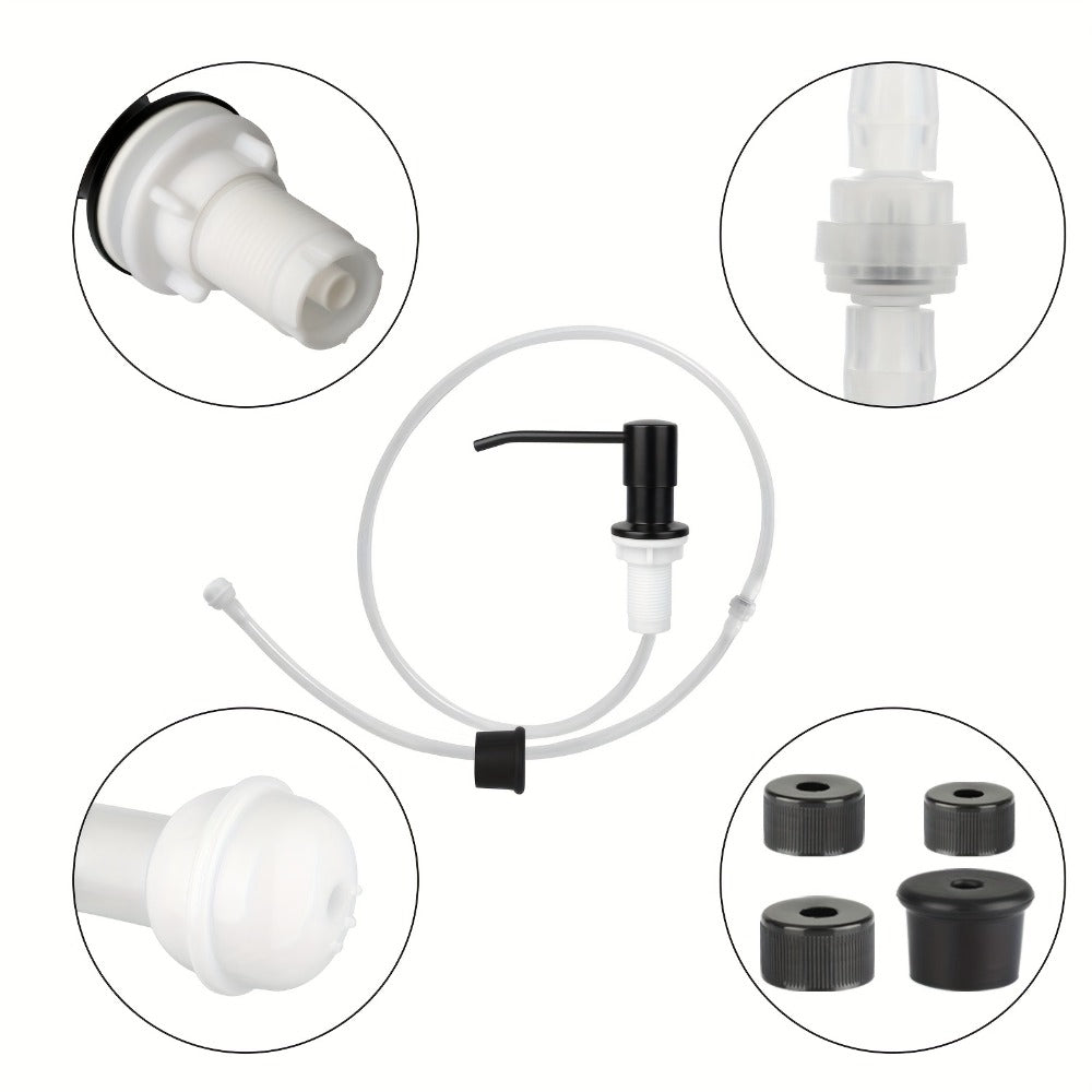 Sink Soap Dispenser Stainless Steel Built-In with 47¡± Extension Tube Kit ¨C 360¡ã Rotating Pump, No Refill Bending, Deck Mounted for Kitchen Bathroom Laundry & RV Sinks, Easy Press Hand Pump