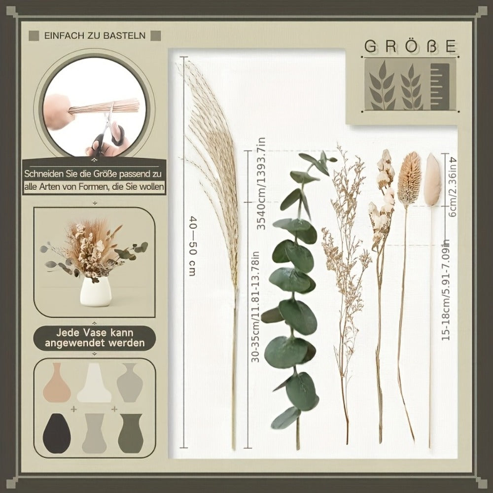 Pampas Grass Decor Set 42pcs Boho Dried Flowers for Vase, Bohemian Home Decor, Wedding Bouquet, Bathroom & Living Room Arrangement, Natural Dried Greenery with Olive Branches, Rustic Farmhouse Style