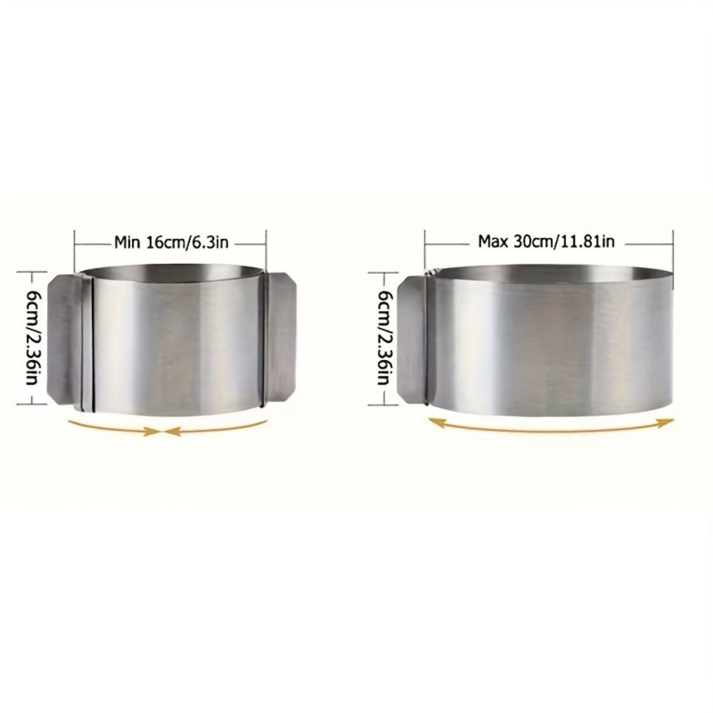 Adjustable Stainless Steel Cake Ring Mold 2-Pack, Retractable Round Mousse Cake Ring 6.3¡± to 11.8¡± Diameter, Heavy Duty Baking Ring for Mousse Cheesecake Layer Cake, Cake Decorating Tool
