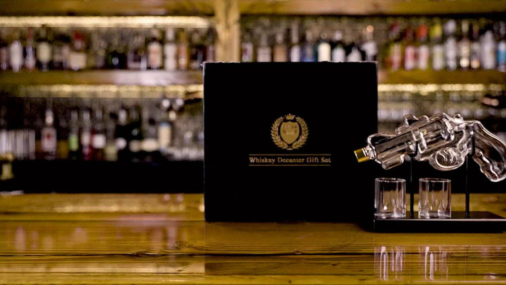 Pistol Whiskey Decanter Set with 2 Shot Glasses ¨C Cool Liquor Dispenser Gift for Him, Husband, Dad | Unique Birthday & Anniversary Bar Gift