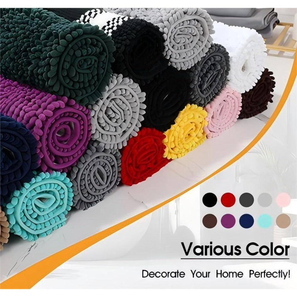 Chenille Doormat Absorbent Non-Slip Washable Indoor Outdoor Mat - Soft Shaggy Entryway Rug for Muddy Paws, Pets & Dogs | Machine Washable Front Door Mat in 18 Colors & 5 Sizes | Anti-Slip Rubber Backing