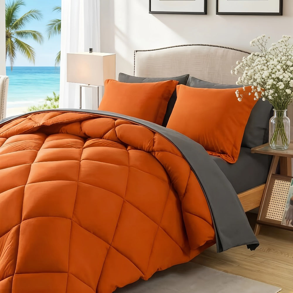 Comforter Set 7-Piece Bed in a Bag Queen King Full Soft Microfiber Down Alternative Comforter Fitted Sheet Flat Sheet Pillow Shams Pillowcases All Season Bedding Set 34 Colors