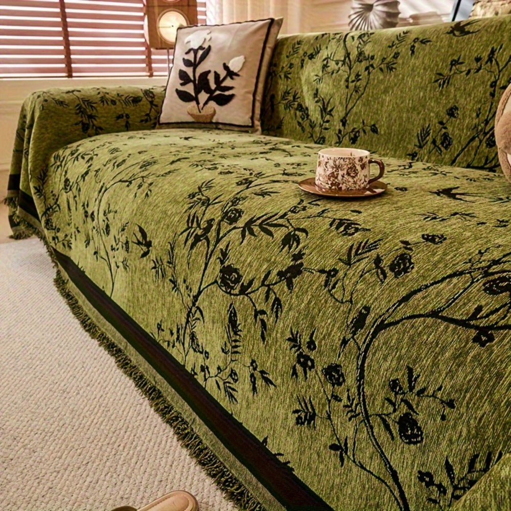 Sofa Cover Chenille Thickened Non-Slip Couch Slipcover Floral Pattern for Living Room Office Pet-Safe All-Season ¡ª 1 2 3 4 Seater Sizes
