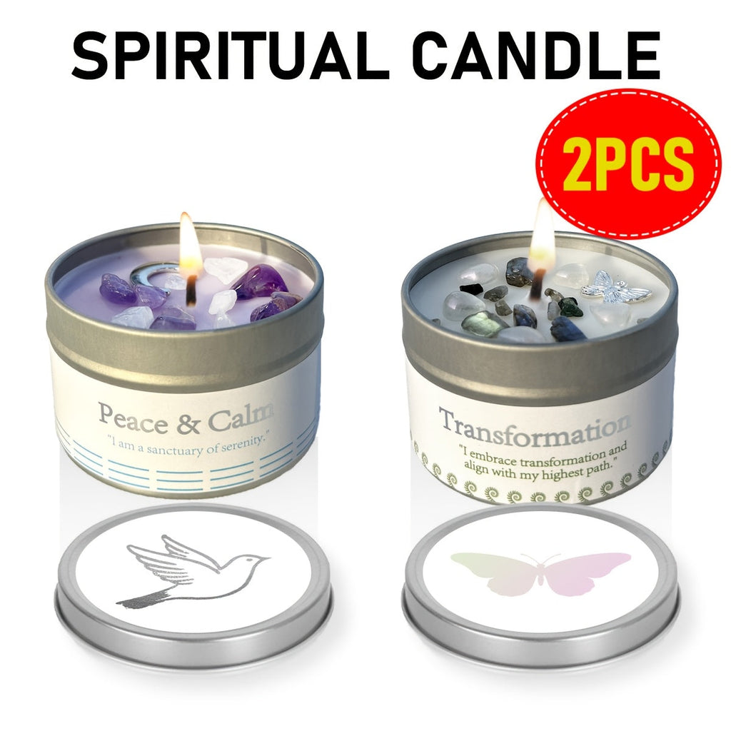 Manifestation Candles Scented Soy Wax with Crystal & Guidance Card for Meditation Yoga Focus | Law of Attraction Abundance Candle | Christmas Birthday Gift for Women