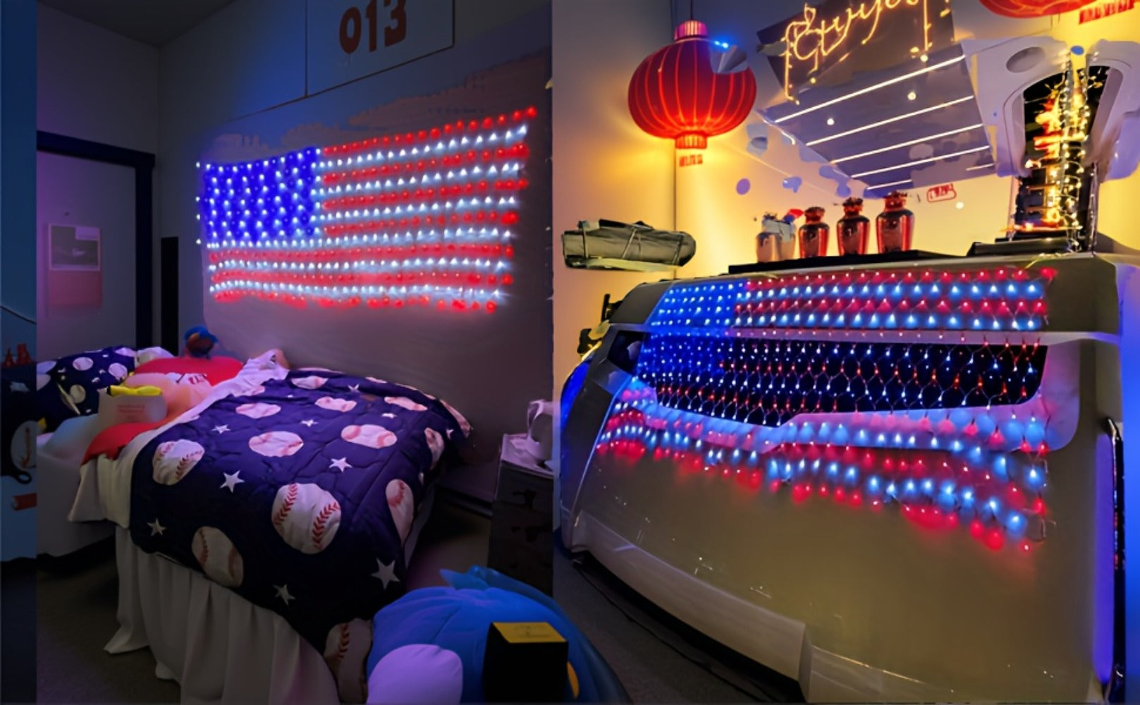 American Flag LED Net Light 420 LEDs ¨C Patriotic String Lights for 4th of July, Memorial Day, Independence Day, Christmas & New Year, Indoor Outdoor Garden Yard Decor, Plug-In 6.6x3.3ft