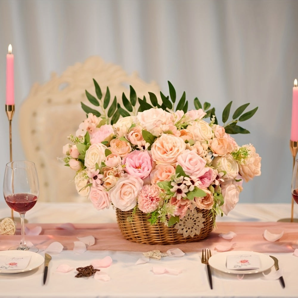 Artificial Flowers Combo Box Set ¨C Pink & White Fake Roses for Bridal Bouquets, DIY Centerpieces, Wedding & Party Decoration Arrangements