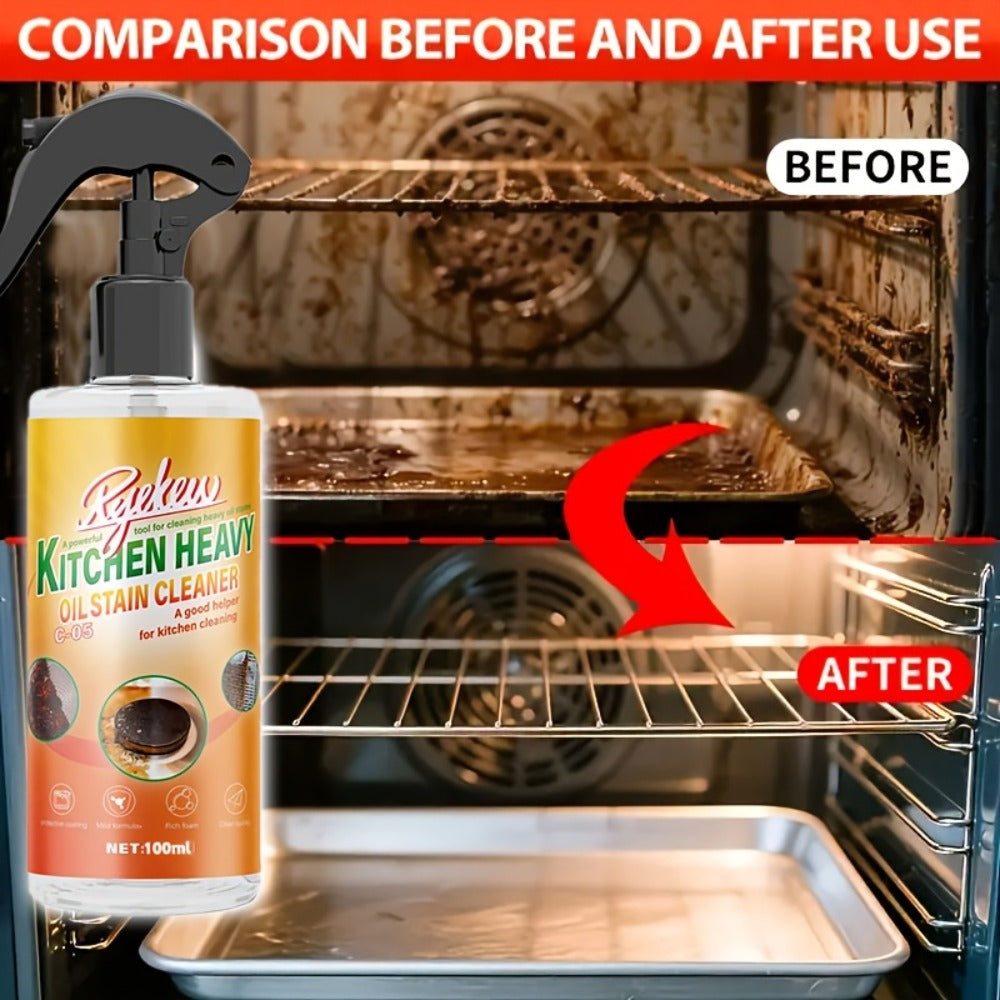 Kitchen Degreaser Spray 100ml (3.38oz), Heavy Duty Oven Cleaner & Grease Remover, Fume-Free Fast-Acting Formula for Stubborn Grease on Ovens, Stovetops, Pots, Pans, Cookware & Metal Surfaces
