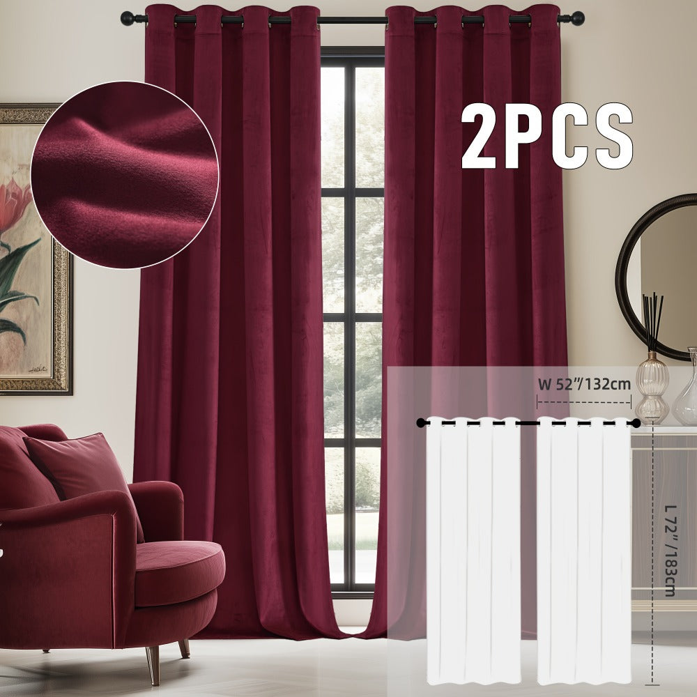 Velvet Room Darkening Curtains 2 Panels | Grommet Top Thermal Insulated Soundproof Blackout Curtains for Living Room Bedroom, Soft Solid Color Vintage Window Drapes
