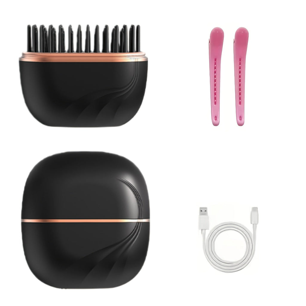 Hair Straightener Comb Mini Wireless USB Rechargeable | Portable Hot Comb Brush for Women | Compact Travel Hair Straightening Brush | Heat-Resistant Lightweight Styling Tool | Women's Gift Idea