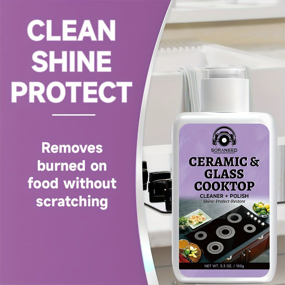 Ceramic Stovetop Cleaner Cream ¨C Heavy Duty Glass Stove Top Cleaning Paste, Removes Burnt-On Grease & Stains, Non-Scratch, Non-Toxic, No Harsh Fumes, Safe for Induction & Electric Cooktops