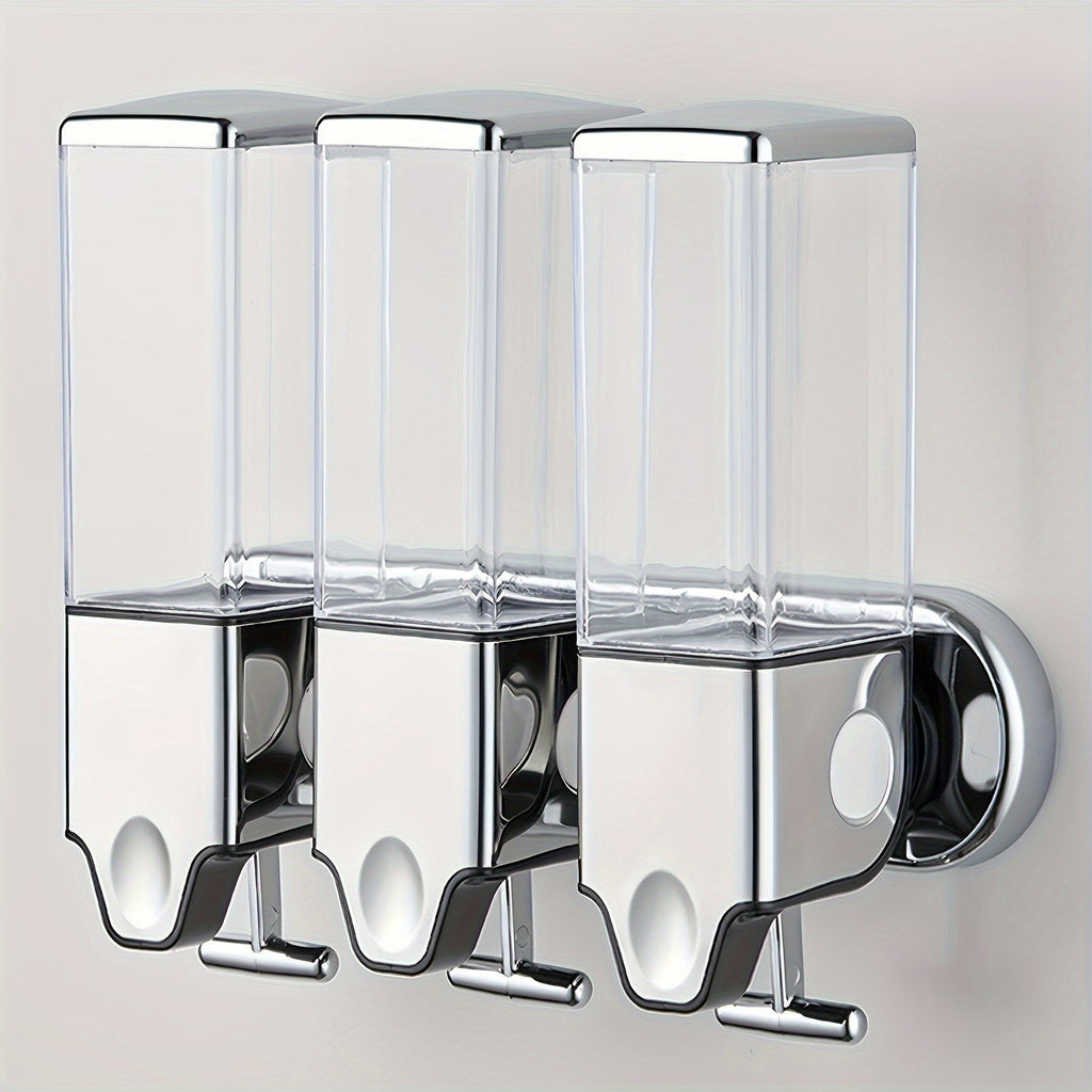Wall Mounted Soap Dispenser Set 3-Pack No Drill 16.91oz Shampoo Shower Gel Conditioner Dispenser for Bathroom Kitchen